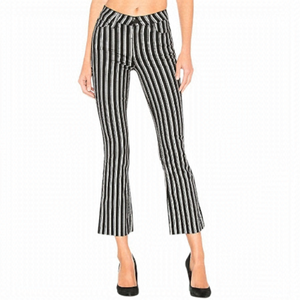 Paige Colette High-Rise Crop Flare Silver Stripe Jeans size 25
